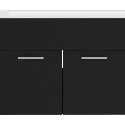 vidaXL - Wastafelkast En Wastafel - Zwart - Bewerkt hout - 60 x 38.5 x 46 cm Discount
