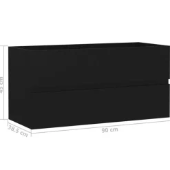 vidaXL - Wastafelkast En Wastafel - Zwart - Bewerkt hout - 90 x 38.5 x 45 cm Clearance