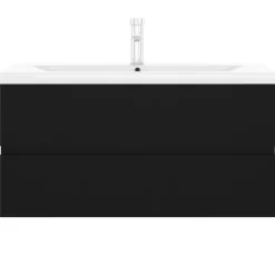 vidaXL - Wastafelkast En Wastafel - Zwart - Bewerkt hout - 90 x 38.5 x 45 cm Clearance