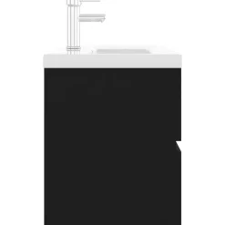 vidaXL - Wastafelkast En Wastafel - Zwart - Bewerkt hout - 90 x 38.5 x 45 cm Clearance