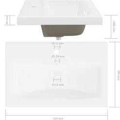 vidaXL - Wastafelkast En Wastafel - Zwart - Bewerkt hout - 60 x 38.5 x 46 cm