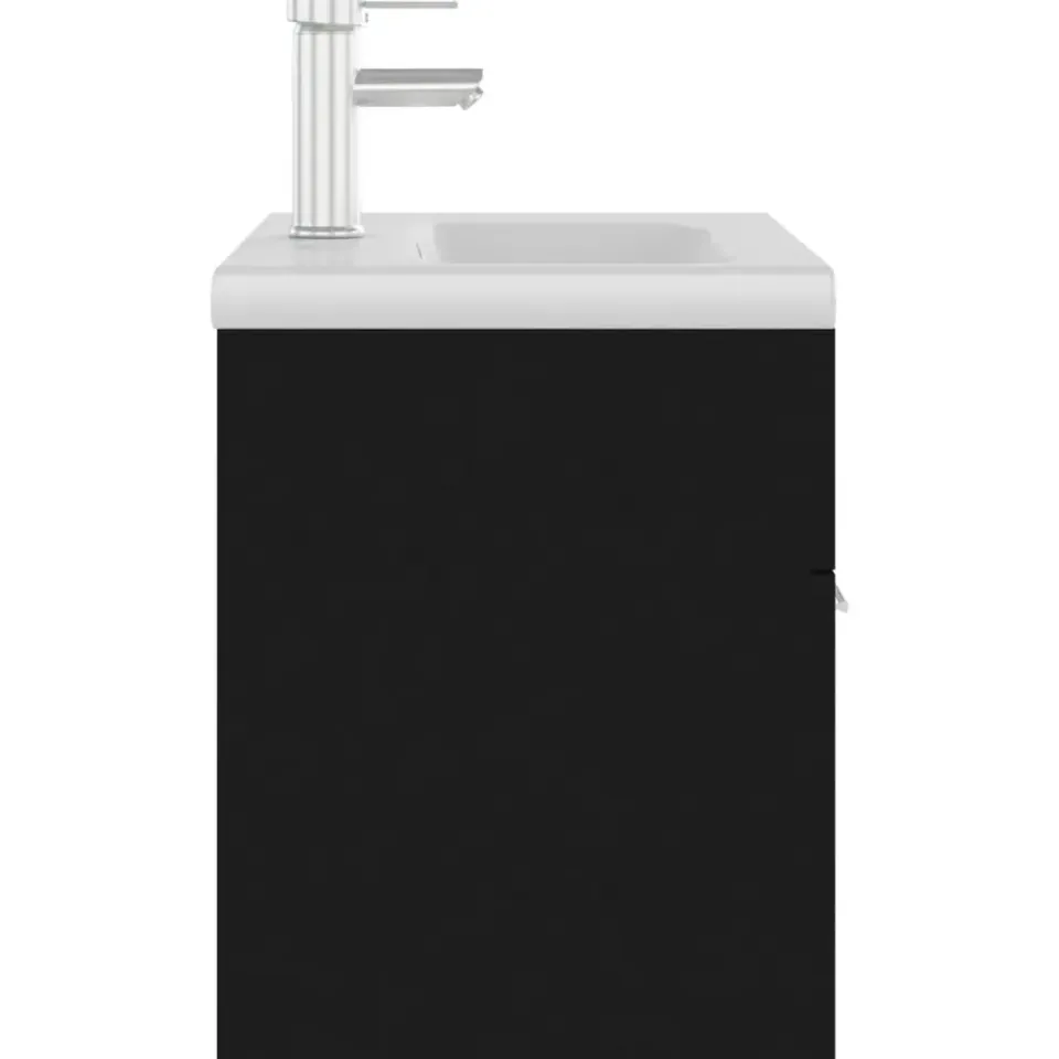 vidaXL - Wastafelkast En Wastafel - Zwart - Bewerkt hout - 60 x 38.5 x 46 cm