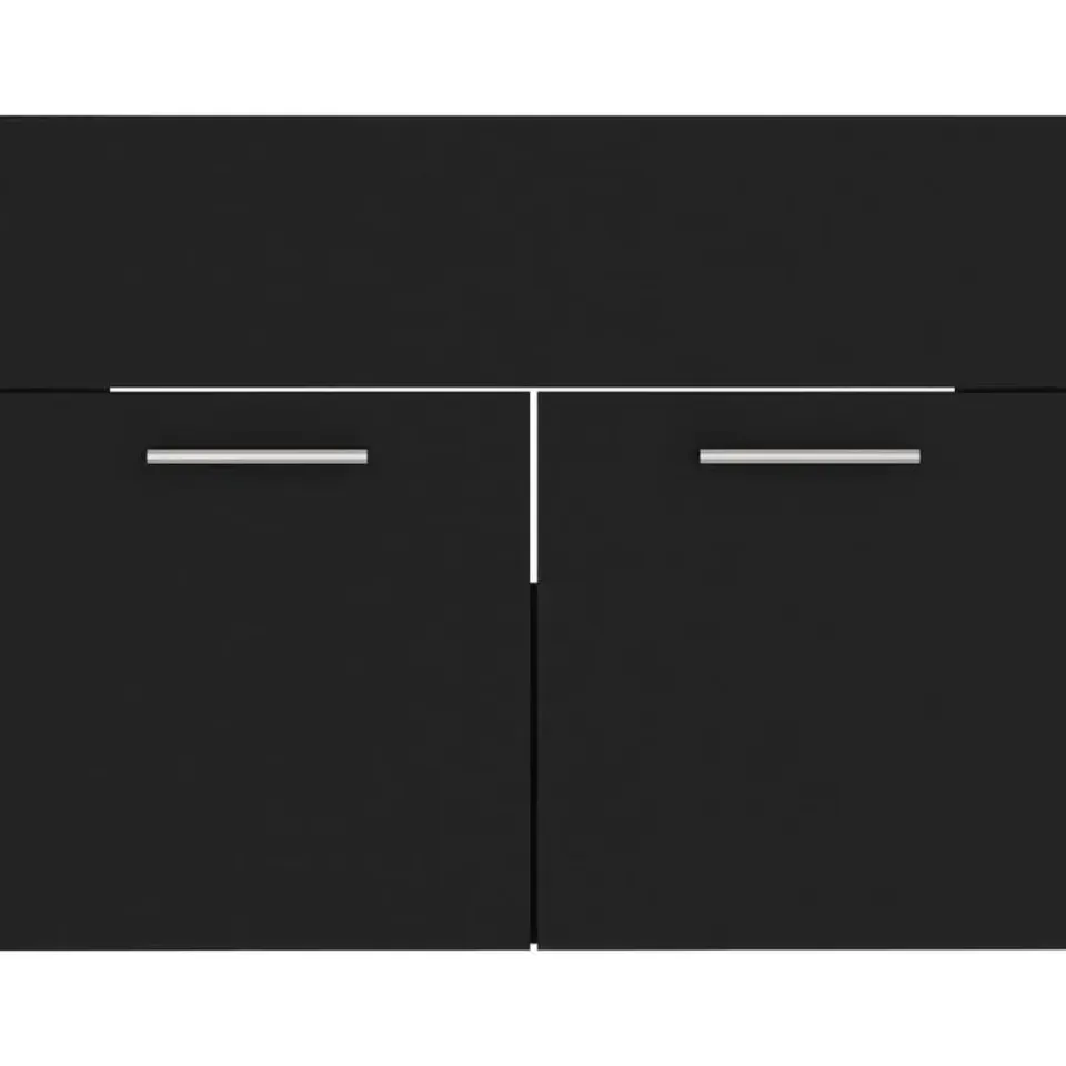 vidaXL - Wastafelkast En Wastafel - Zwart - Bewerkt hout - 60 x 38.5 x 46 cm