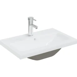 vidaXL - Wastafelkast En Wastafel - Zwart - Bewerkt hout - 60 x 38.5 x 46 cm