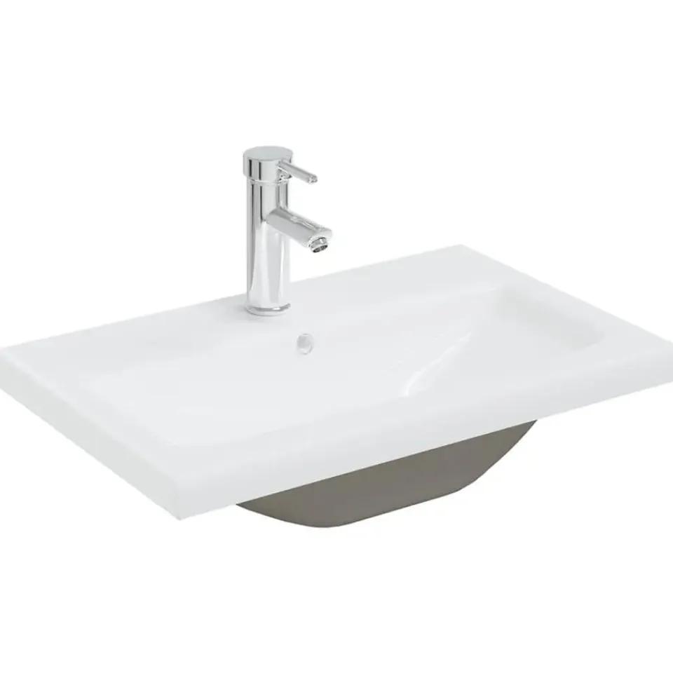 vidaXL - Wastafelkast En Wastafel - Zwart - Bewerkt hout - 60 x 38.5 x 46 cm