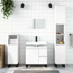 vidaXL - Wastafelonderkast met 2 lades - Wit - Bewerkt hout en ijzer - 65 cm Outlet