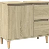 vidaXL - Wastafelonderkast met 1 deur 2 lades - Sonoma eiken - 65x33x60 cm Sale