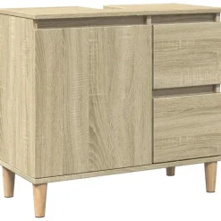 vidaXL - Wastafelonderkast met 1 deur 2 lades - Sonoma eiken - 65x33x60 cm Sale