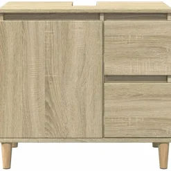 vidaXL - Wastafelonderkast met 1 deur 2 lades - Sonoma eiken - 65x33x60 cm Sale
