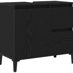 vidaXL - Wastafelonderkast met 1 deur 2 lades - Zwart eiken - Hout - 65x33x60 cm Best