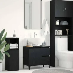 vidaXL - Wastafelonderkast met 1 deur 2 lades - Zwart eiken - Hout - 65x33x60 cm Best