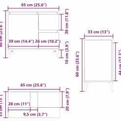 vidaXL - Wastafelonderkast met 1 deur 2 lades - Zwart eiken - Hout - 65x33x60 cm Best