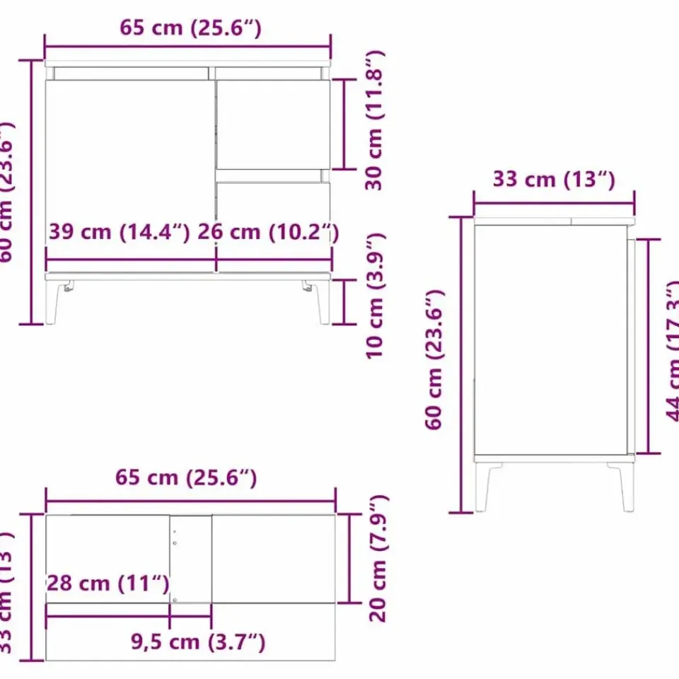 vidaXL - Wastafelonderkast met 1 deur 2 lades - Zwart eiken - Hout - 65x33x60 cm Best