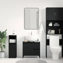 vidaXL - Wastafelonderkast met 1 deur 2 lades - Zwart eiken - Hout - 65x33x60 cm Best