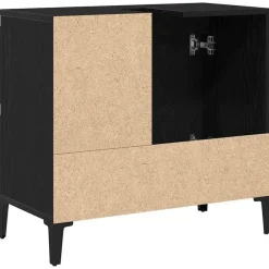 vidaXL - Wastafelonderkast met 1 deur 2 lades - Zwart eiken - Hout - 65x33x60 cm Best