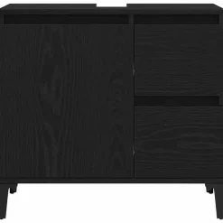 vidaXL - Wastafelonderkast met 1 deur 2 lades - Zwart eiken - Hout - 65x33x60 cm Best