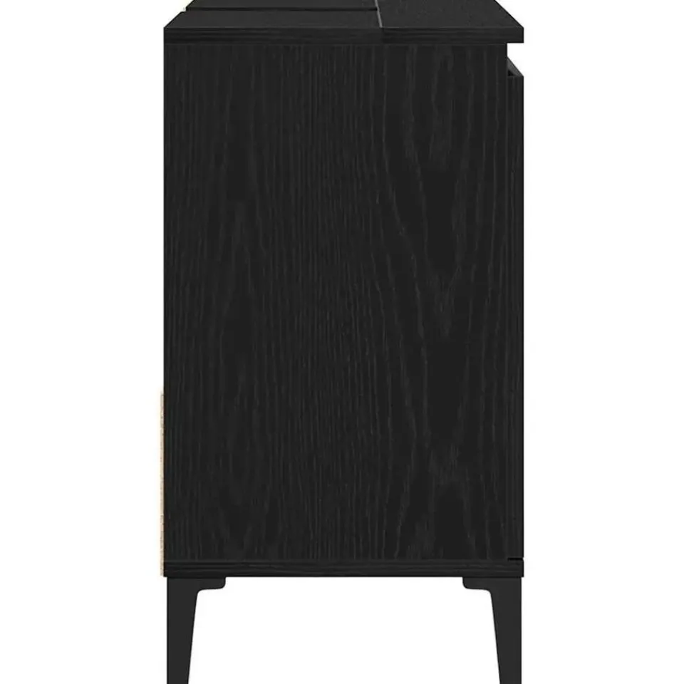 vidaXL - Wastafelonderkast met 1 deur 2 lades - Zwart eiken - Hout - 65x33x60 cm Best