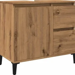 vidaXL - Wastafelonderkast - 1 deur 2 lades - Artisanaal eiken - 65x33x60 cm Sale