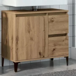 vidaXL - Wastafelonderkast - 1 deur 2 lades - Artisanaal eiken - 65x33x60 cm Sale