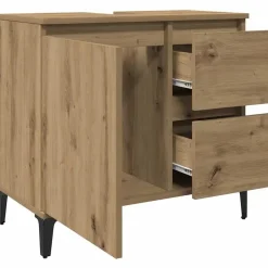 vidaXL - Wastafelonderkast - 1 deur 2 lades - Artisanaal eiken - 65x33x60 cm Sale