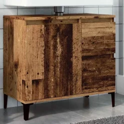 vidaXL - Wastafelonderkast - 1 deur 2 lades - Oud hout - Hout - 65x33x60 cm Hot