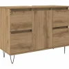 vidaXL - Wastafelonderkast - 1 deur 4 lades - Bewerkt hout - 80x33x60 cm Clearance