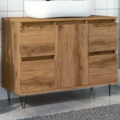 vidaXL - Wastafelonderkast - 1 deur 4 lades - Bewerkt hout - 80x33x60 cm Clearance