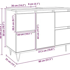 vidaXL - Wastafelonderkast - 1 deur 4 lades - Bewerkt hout - 80x33x60 cm Clearance