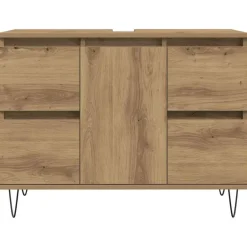 vidaXL - Wastafelonderkast - 1 deur 4 lades - Bewerkt hout - 80x33x60 cm Clearance