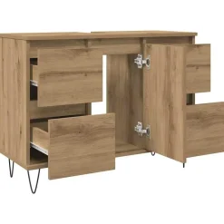 vidaXL - Wastafelonderkast - 1 deur 4 lades - Bewerkt hout - 80x33x60 cm Clearance
