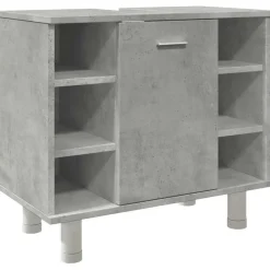 vidaXL - Wastafelonderkast met 1 deur 6 vakken - Betongrijs spaanplaat - 60 cm Online