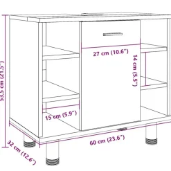 vidaXL - Wastafelonderkast met 1 deur 6 vakken - Betongrijs spaanplaat - 60 cm Online
