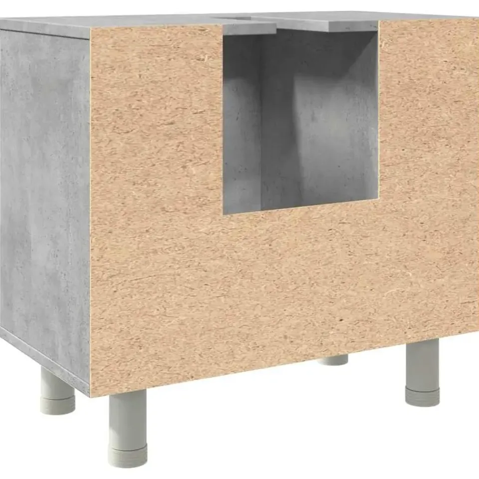 vidaXL - Wastafelonderkast met 1 deur 6 vakken - Betongrijs spaanplaat - 60 cm Online