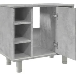 vidaXL - Wastafelonderkast met 1 deur 6 vakken - Betongrijs spaanplaat - 60 cm Online