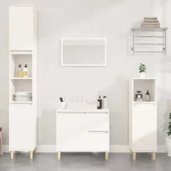 vidaXL - Wastafelonderkast met 1 deur 2 lades - Wit - Hout - 65x33x60 cm Clearance