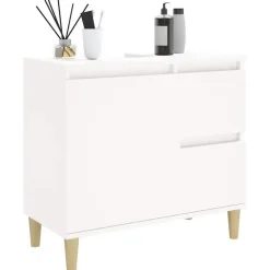 vidaXL - Wastafelonderkast met 1 deur 2 lades - Wit - Hout - 65x33x60 cm Clearance