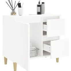 vidaXL - Wastafelonderkast met 1 deur 2 lades - Wit - Hout - 65x33x60 cm Clearance