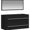 vidaXL - Wastafelonderkast met spiegel - 2 lades - Zwart - Bewerkt hout Outlet