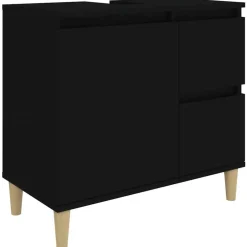 vidaXL - Wastafelonderkast met 1 deur 2 lades - Zwart - Hout - 65x33x60 cm Clearance