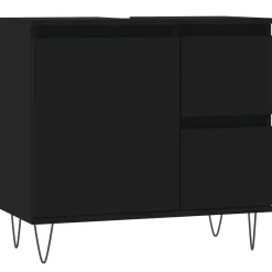 vidaXL - Wastafelonderkast met 2 lades - Zwart - Hout en ijzer - 65x33x60 cm New