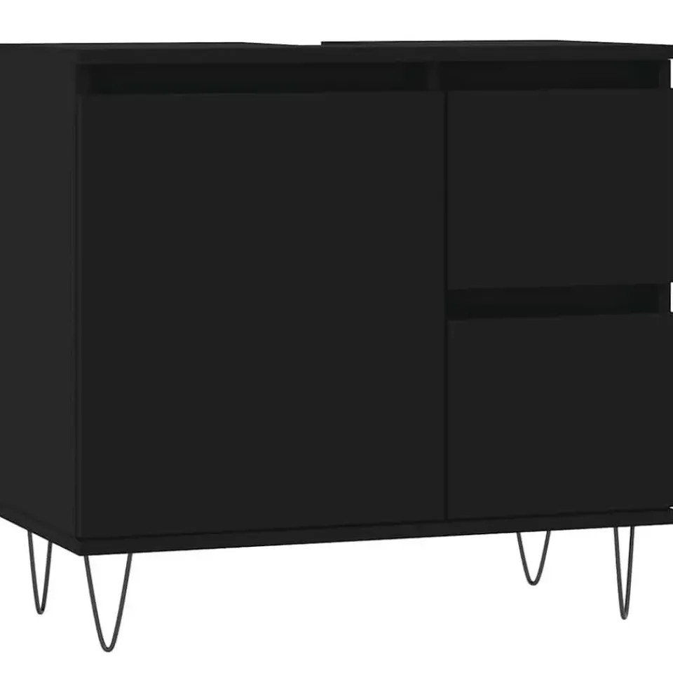 vidaXL - Wastafelonderkast met 2 lades - Zwart - Hout en ijzer - 65x33x60 cm New