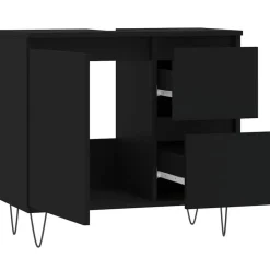 vidaXL - Wastafelonderkast met 2 lades - Zwart - Hout en ijzer - 65x33x60 cm New