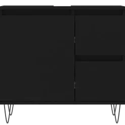 vidaXL - Wastafelonderkast met 2 lades - Zwart - Hout en ijzer - 65x33x60 cm New