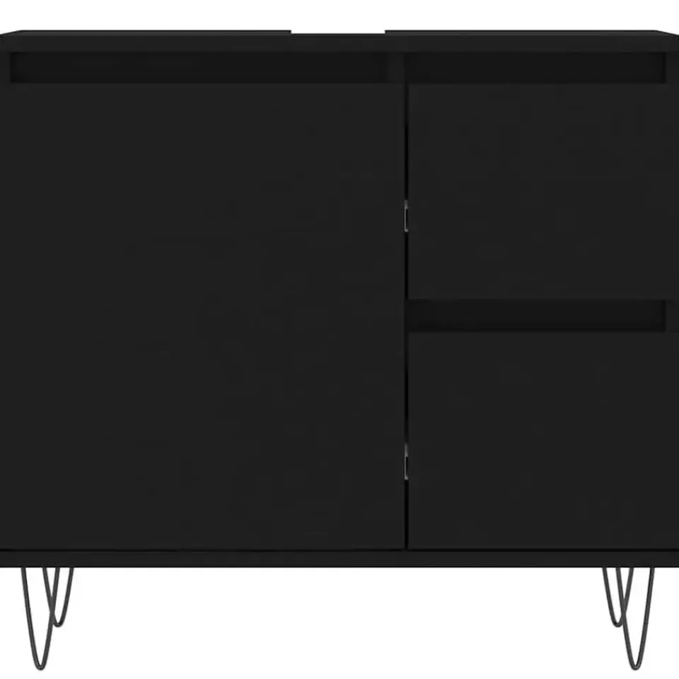 vidaXL - Wastafelonderkast met 2 lades - Zwart - Hout en ijzer - 65x33x60 cm New