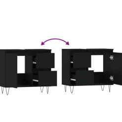 vidaXL - Wastafelonderkast met 2 lades - Zwart - Hout en ijzer - 65x33x60 cm New