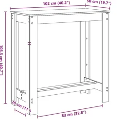 vidaXL - Wit Bartafel - Bewerkt hout - 102x50x103.5 cm Clearance