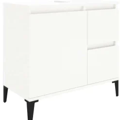 vidaXL - Wit Wastafelonderkast - 1 deur 2 lades - Hout en metaal - 65x33x60 cm Online