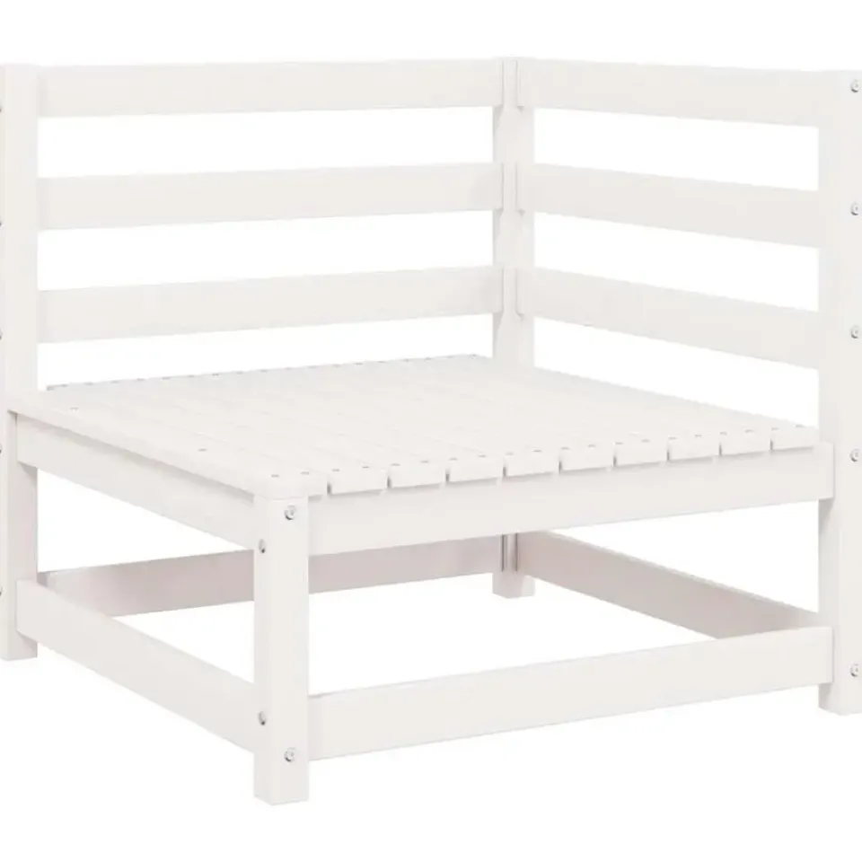 vidaXL - 2-zits Bank - Wit - Grenenhout New