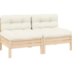 vidaXL - 2-zitsbank - Crème - Grenenhout Best