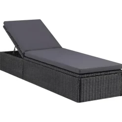 vidaXL - Zonnebed - Zwart - Poly rattan Clearance